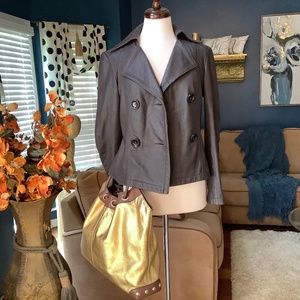 Michael Kors  Brown Leather Jacket and Gold Bag !!